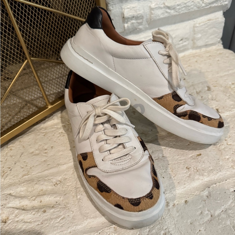 Cole Haan White and Leopard Print Sneakers Size 9
